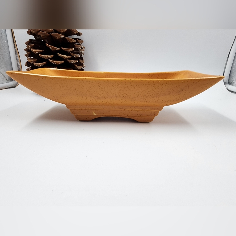 McCoy Pottery Planter Stamped USA 1602 Console Bowl Art Deco Style Footed Orange